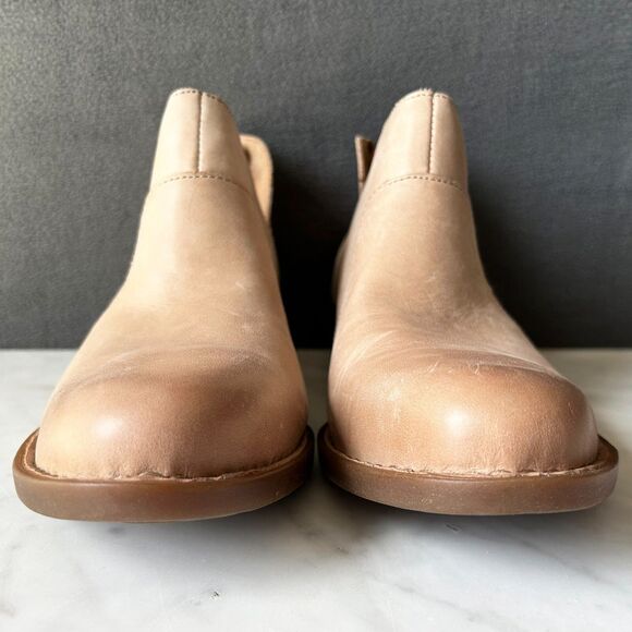 Born Kerri Tan Leather Ankle Boot Western Cut Out Back Zip - Women's Size 9 - Picture 4 of 10